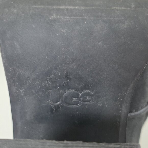 UGG Pixley Boots Womens 7.5 Black Gray Nubuk Ankle Stacked Heel Y2K SN 1095057 - Picture 11 of 15